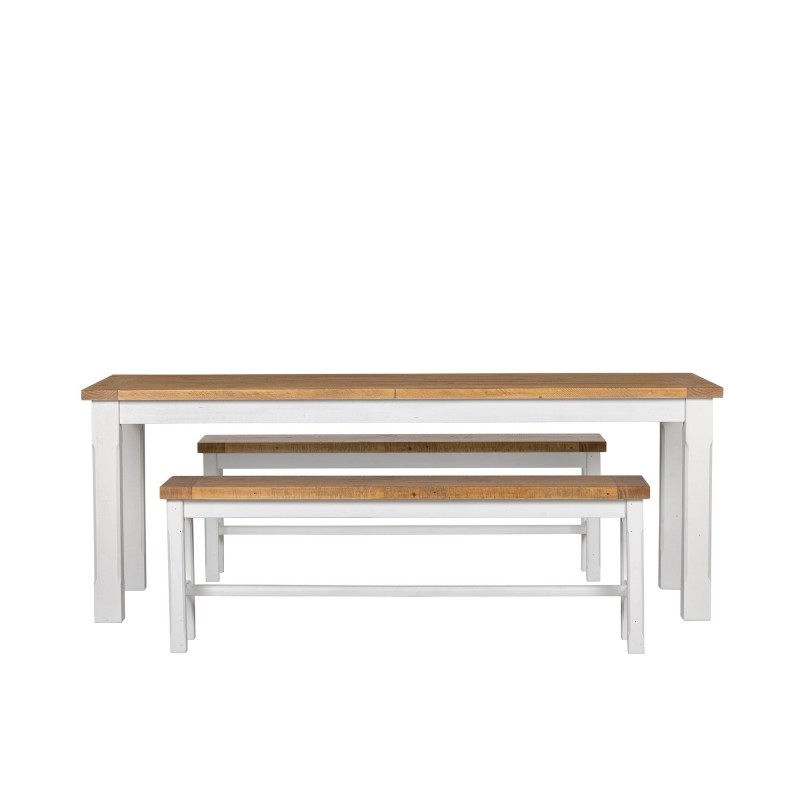 Table à manger bois et blanche en pin massif - Mayfield