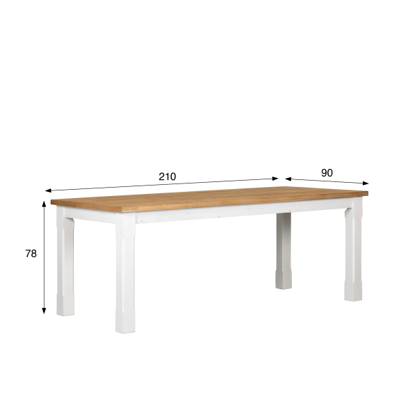 Table à manger bois et blanche en pin massif - Mayfield