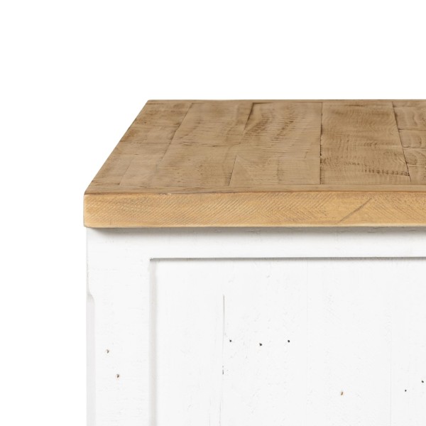 Meuble TV bois et blanc en pin massif 170 cm - Mayfield