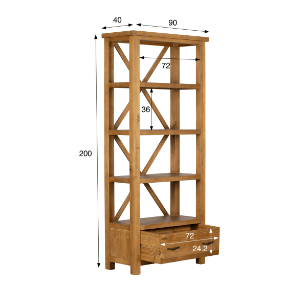 Etagère bibliothèque en bois massif naturel de pin - Richwood