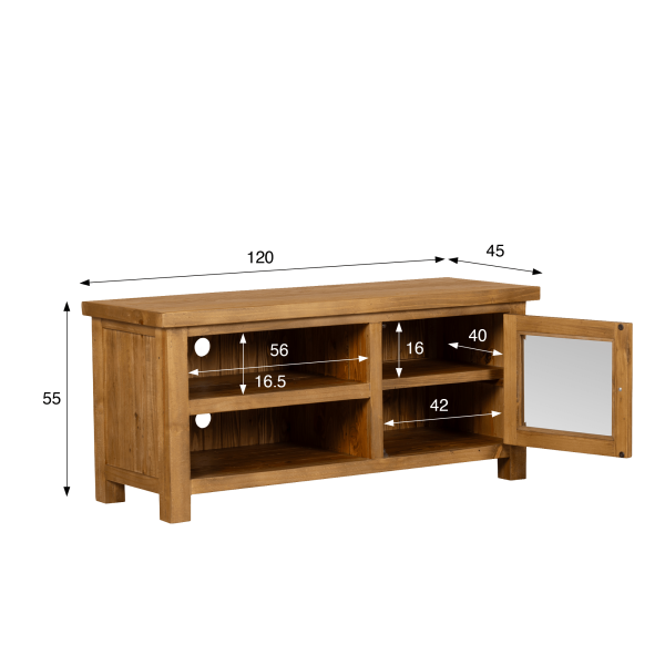 Meuble TV en bois massif naturel de pin 120 cm - Richwood