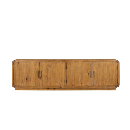 Meuble TV en bois massif naturel de pin 200 cm - Valdora