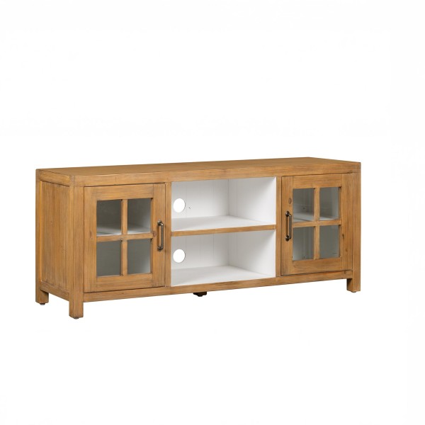 Meuble TV en bois massif de pin naturel 160 cm - Ashford