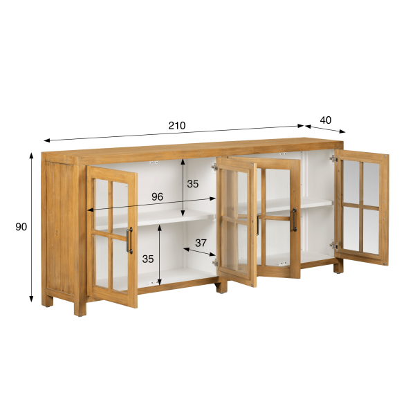 Enfilade en bois massif naturel de pin 210 cm - Ashford