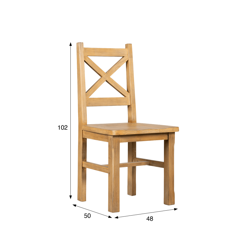 Chaise de salle à manger en bois massif naturel - Ashford