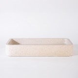 Vasque de salle de bain rectangulaire en terrazzo blanc 60 x 30 cm - Motu