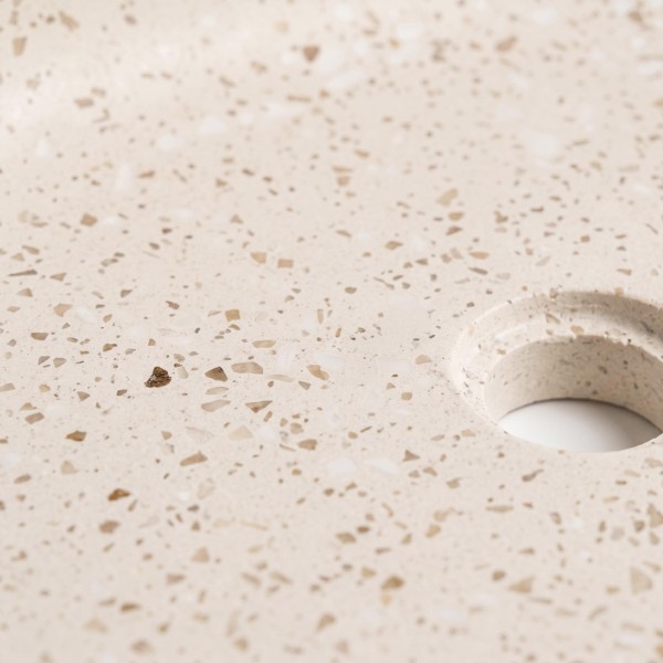 Vasque de salle de bain ovale en terrazzo blanc 60 x 40 cm - Aroha