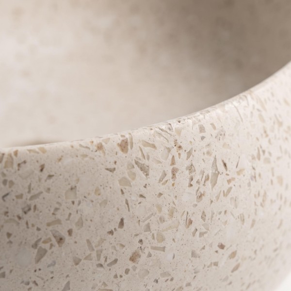 Vasque de salle de bain ovale en terrazzo blanc 60 x 40 cm - Aroha