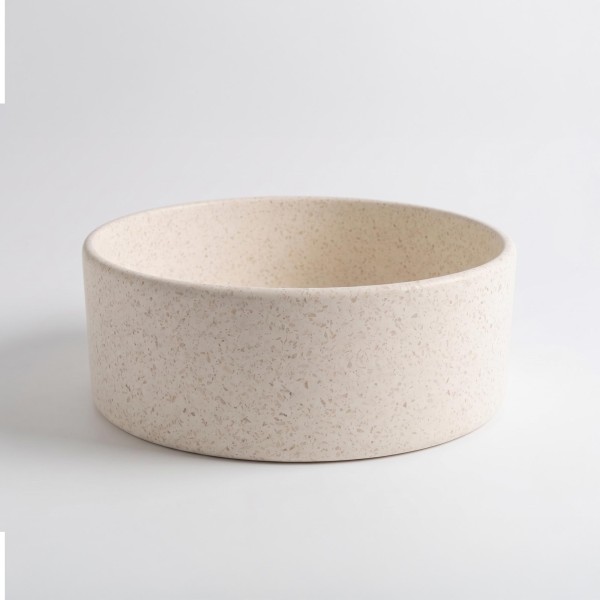 Vasque de salle de bain ronde en terrazzo blanc 40 x 40 cm - Nuku