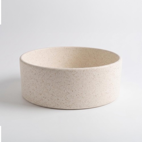 Vasque de salle de bain ronde en terrazzo blanc 40 x 40 cm - Nuku