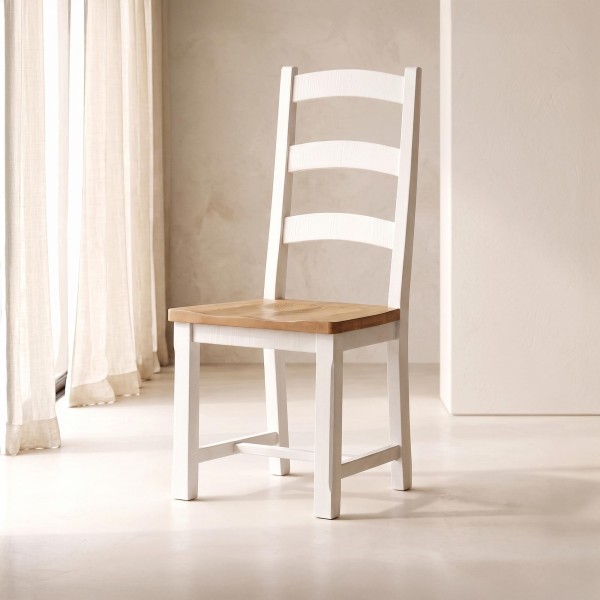 Chaise de salle à manger bois et blanc en pin - Mayfield
