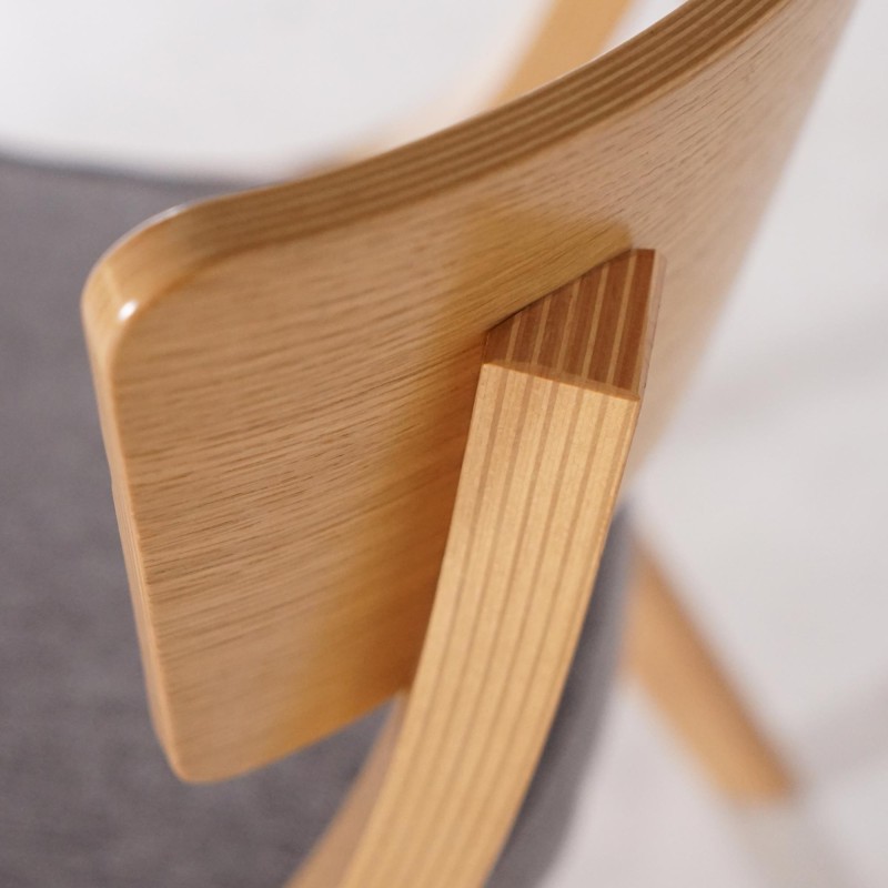 Chaise de salle à manger en hêtre naturel et tissu gris - Svea
