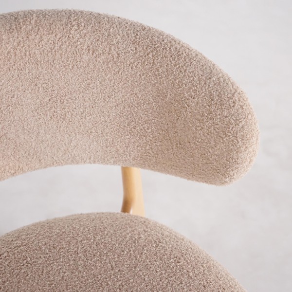 Chaise en bois massif de hêtre et tissu beige - Lunna