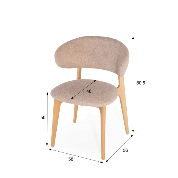 Chaise en bois massif de hêtre et tissu beige - Lunna