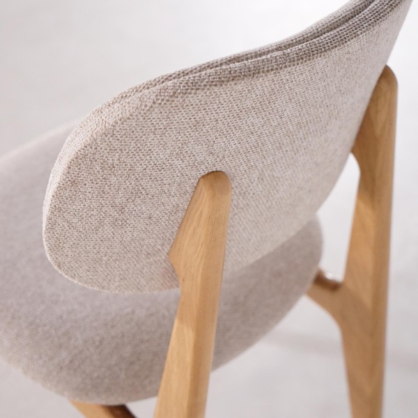 Chaise en bois massif de chêne et tissu beige - Skaga