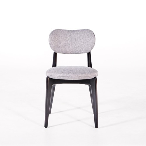 Chaise de salle à manger en bois massif finition noir et tissu gris - Svala