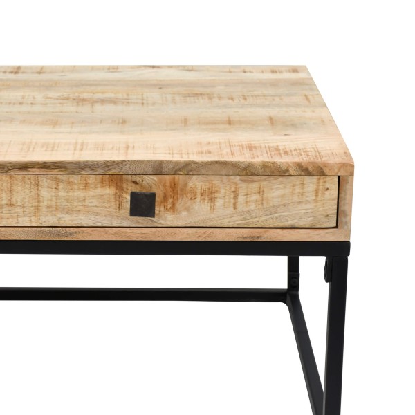 Table basse en bois massif de manguier et structure en métal