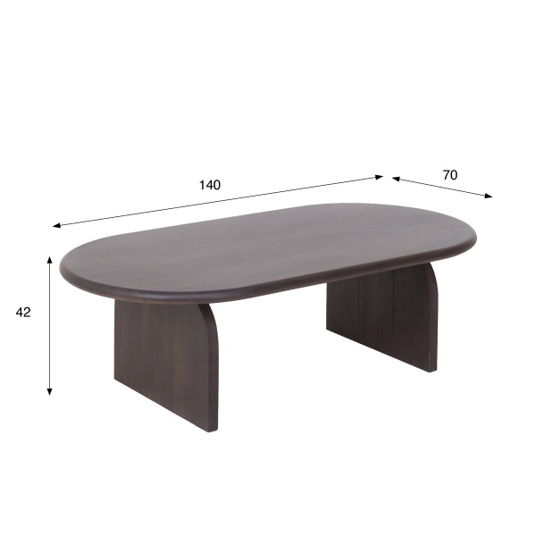Table basse ovale et design en bois massif 140 cm - Enoa