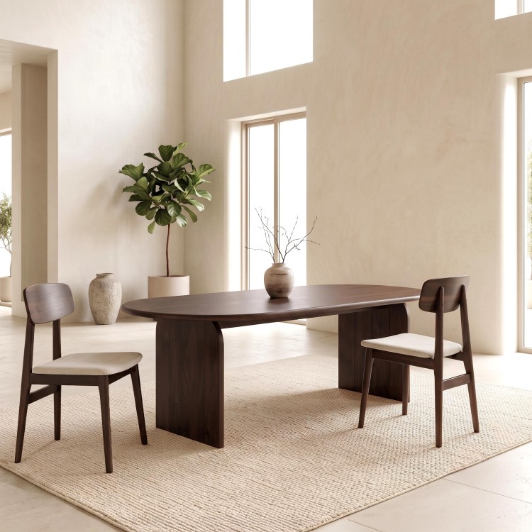 Table à manger ovale et design en bois massif 220 cm - Enoa