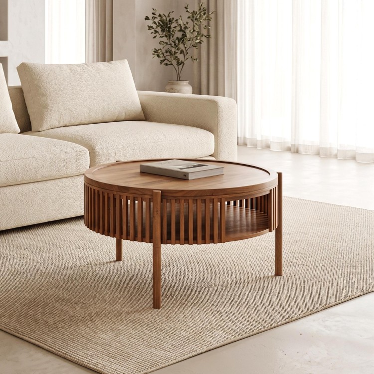 Table basse ronde en bois massif naturel 80 cm - Kumo