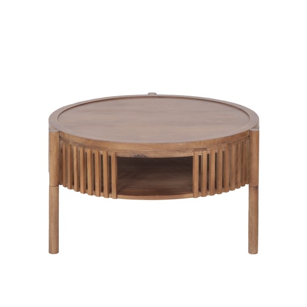 Table basse ronde en bois massif naturel 80 cm - Kumo