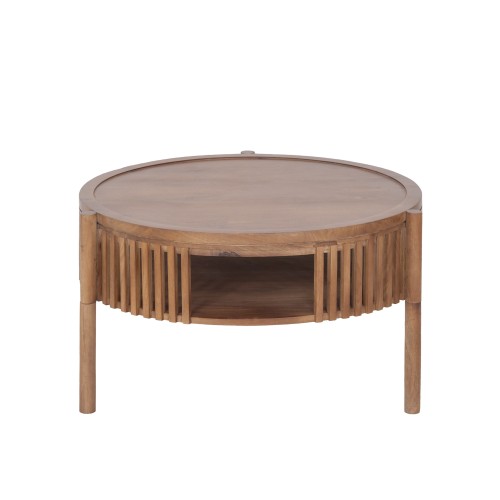 Table basse ronde en bois massif naturel 80 cm - Kumo