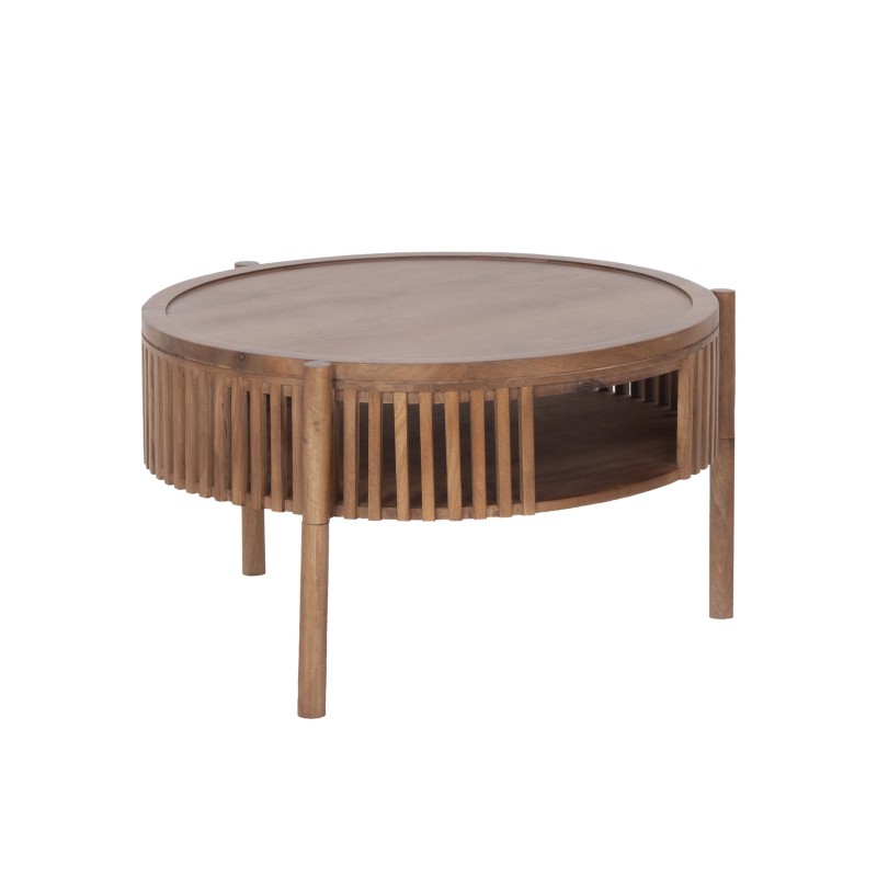 Table basse ronde en bois massif naturel 80 cm - Kumo