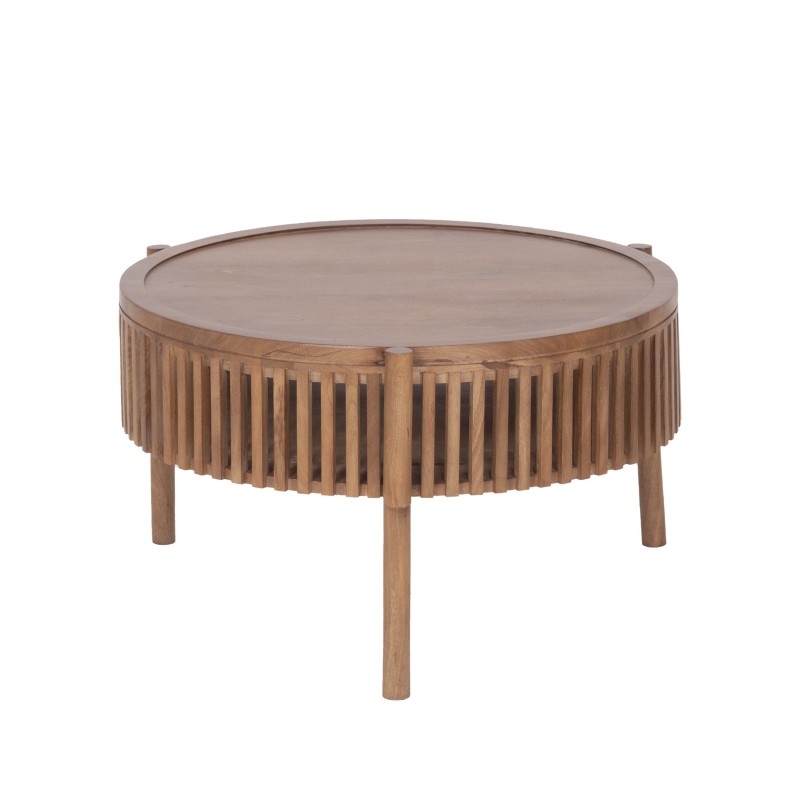 Table basse ronde en bois massif naturel 80 cm - Kumo