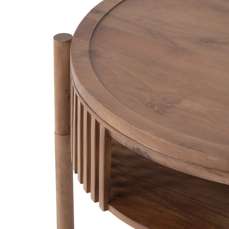 Table basse ronde en bois massif naturel 80 cm - Kumo