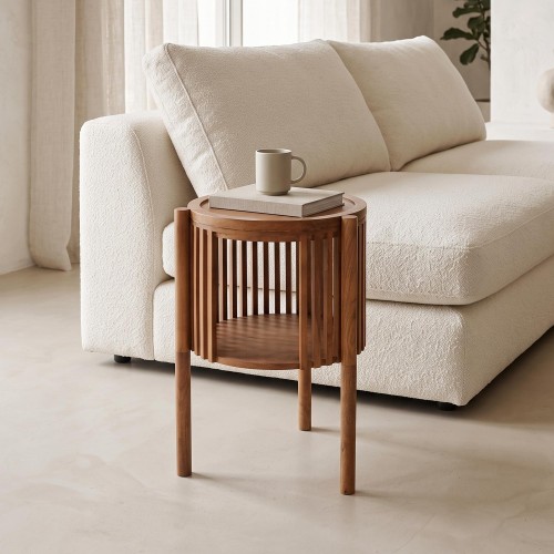 Table d'appoint ronde en bois massif naturel - Kumo