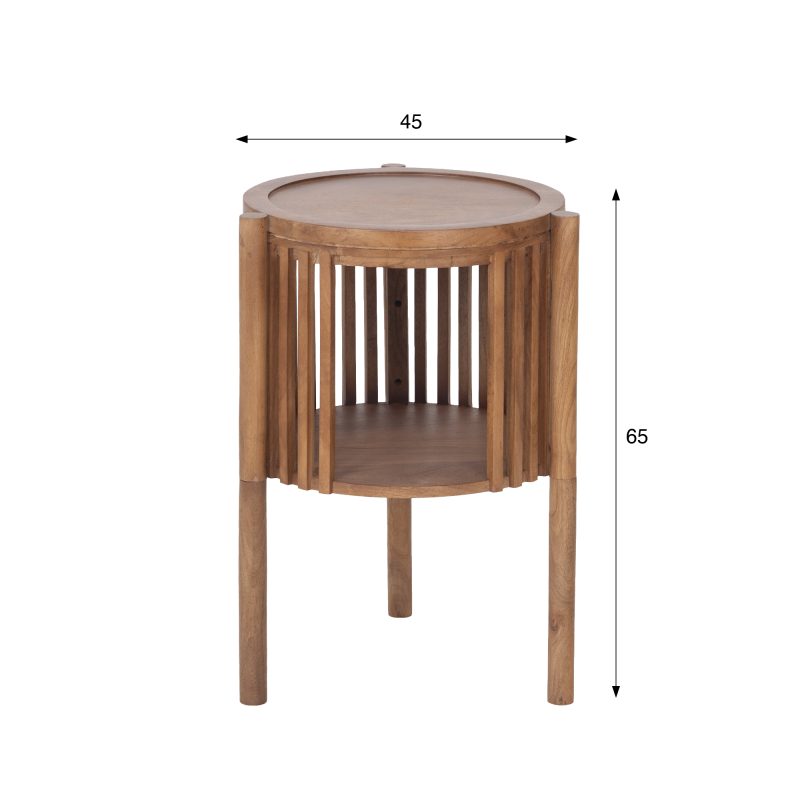 Table d'appoint ronde en bois massif naturel - Kumo
