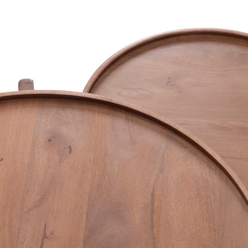 Ensemble de 2 tables basses gigognes rondes en bois massif - Alto