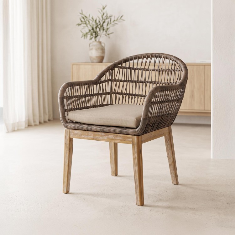 Chaise en bois et rotin tressé - Java