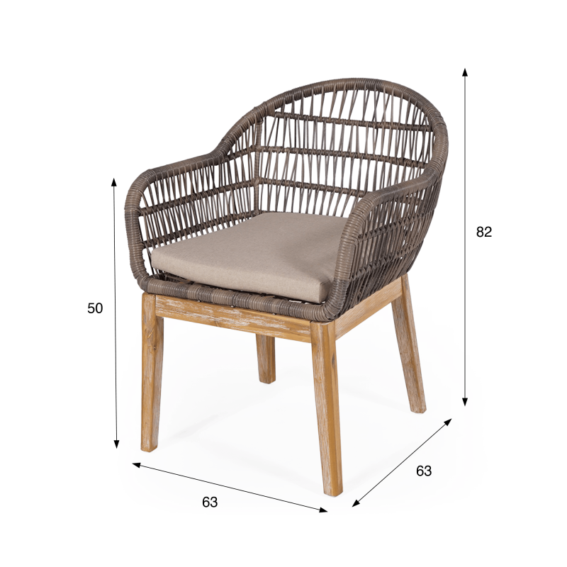 Chaise en bois et rotin tressé - Java