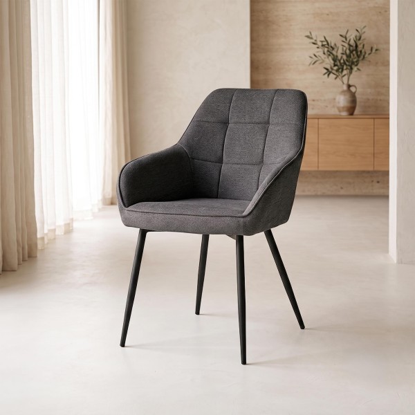 Chaise de salle à manger en tissu gris foncé - Nolan Square