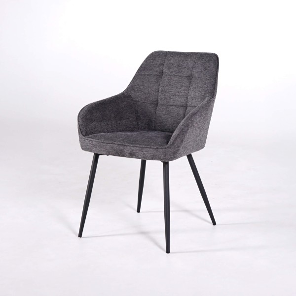 Chaise de salle à manger en tissu gris foncé - Nolan Square