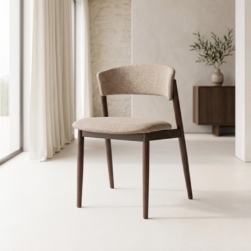 Chaise de salle à manger en tissu couleur espresso - Revere