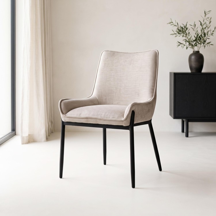 Chaise de salle à manger en tissu couleur sable - Calgary