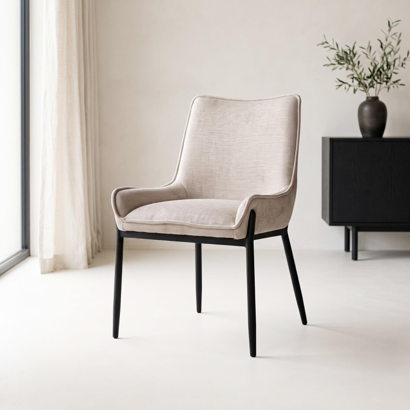 Chaise de salle à manger en tissu couleur sable - Calgary