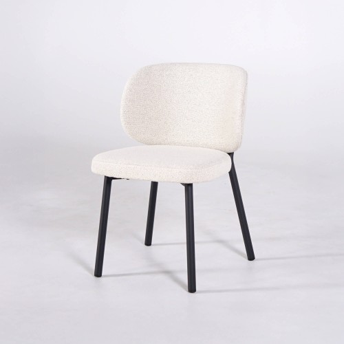 Chaise de salle à manger en tissu bouclé blanc - Swan