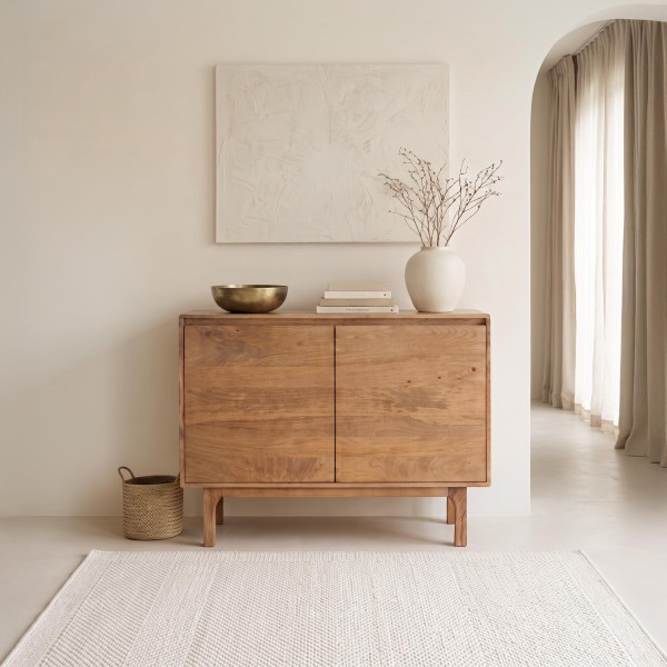 Buffet en bois massif naturel 100 cm - Ivar