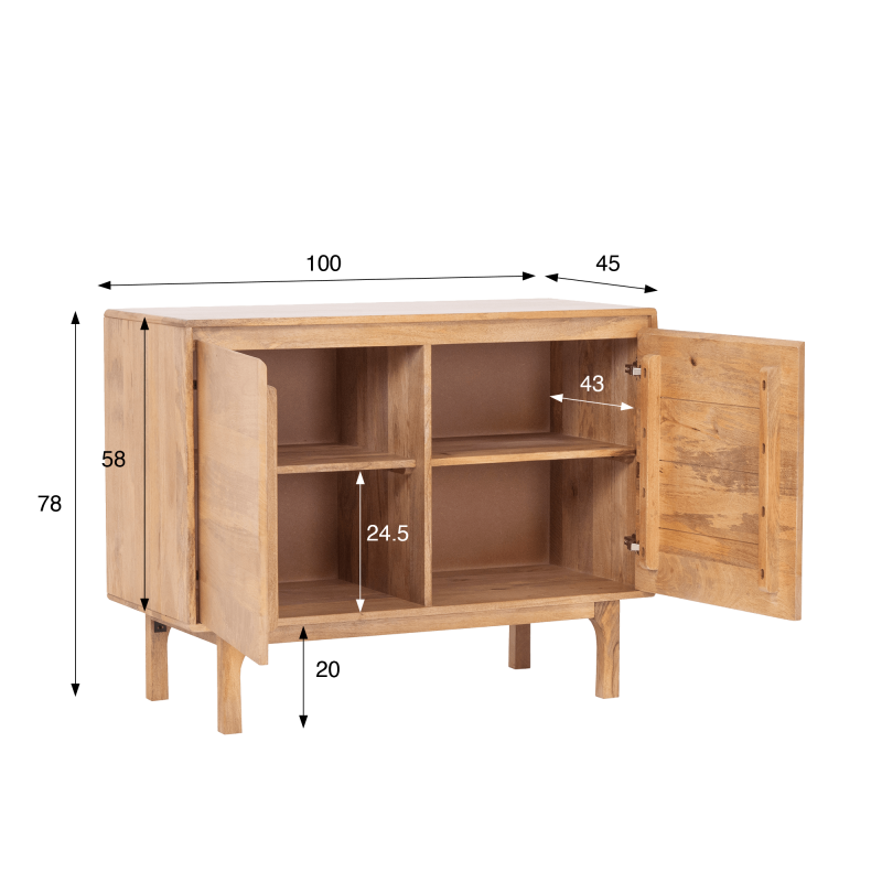 Buffet en bois massif naturel 100 cm - Ivar