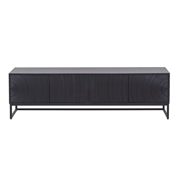 Meuble TV moderne et design en bois massif noir 170 cm - Radian