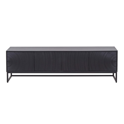 Meuble TV moderne et design en bois massif noir 170 cm - Radian