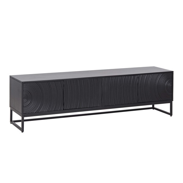 Meuble TV moderne et design en bois massif noir 170 cm - Radian