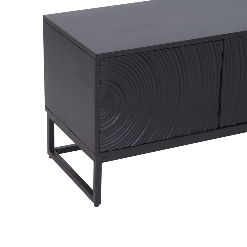 Meuble TV moderne et design en bois massif noir 170 cm - Radian