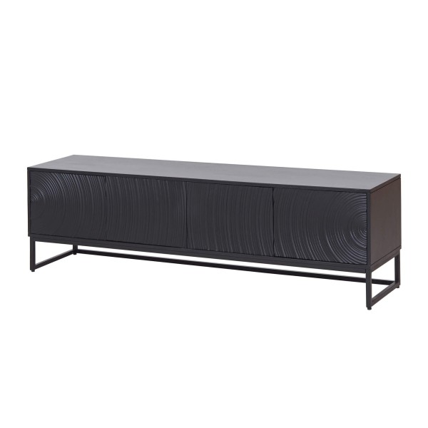 Meuble TV moderne et design en bois massif noir 170 cm - Radian