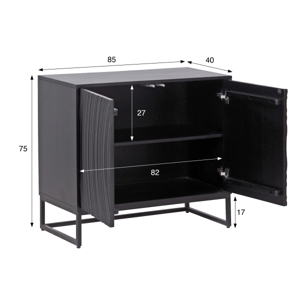 Buffet moderne et design en bois massif noir 85 cm - Radian