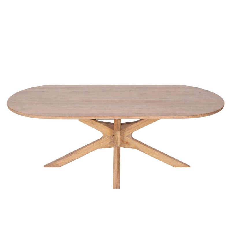 Table à manger ovale en bois massif avec pied mikado 220 cm - Ivar