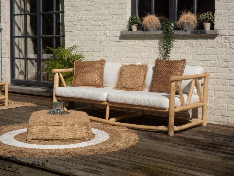 Canape 3 Places En Branches De Teck Bois Flotte